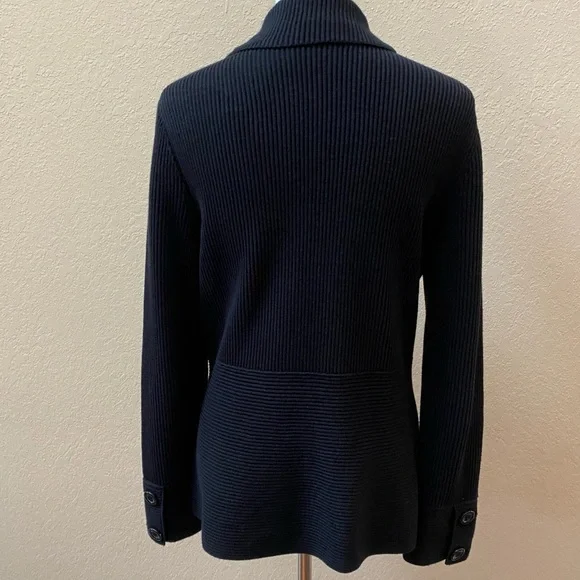 EUC Sophisticated Thick Sweater Cardigan Black L - Picture 3 of 11